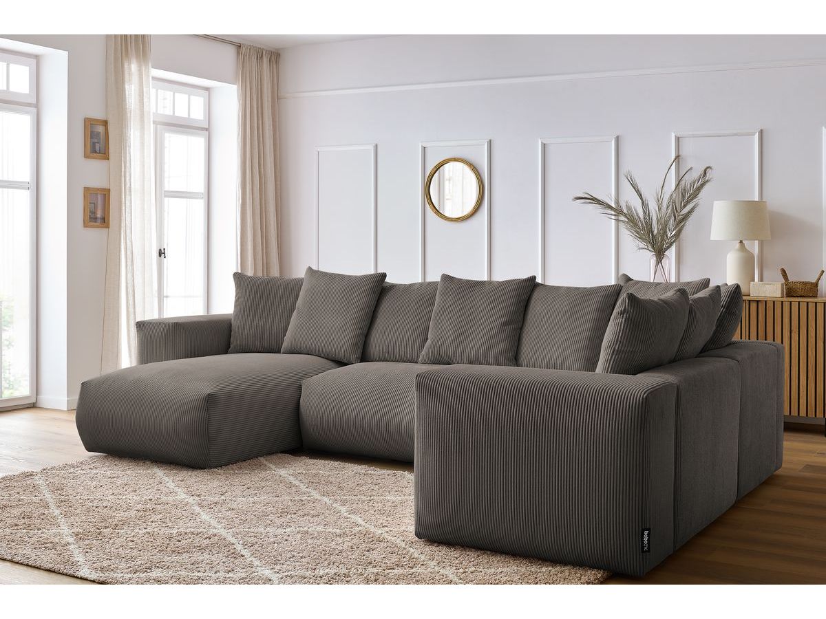 Bobochic Voltaire Wohnlandschaft 356 × 214 cm Cordsamt Taupe Ecke links