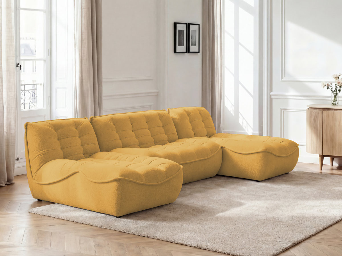 Bobochic Serena Wohnlandschaft Melange-Stoff Gelb