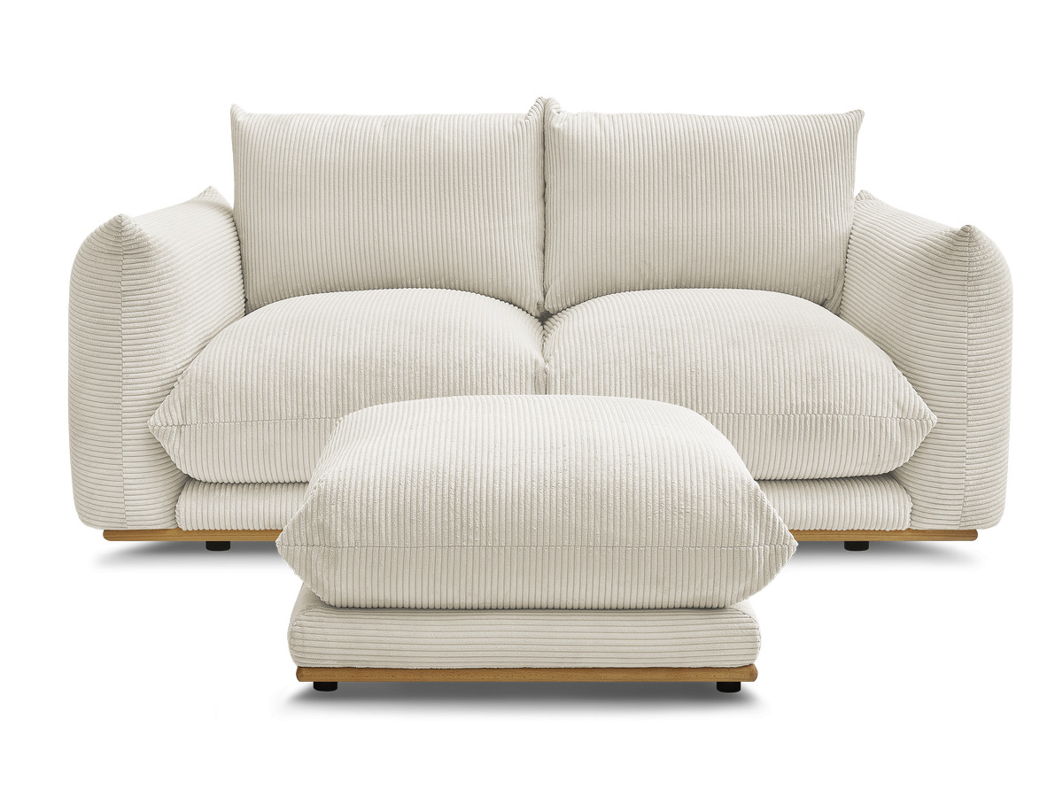 Bobochic Ernest Sofa 3-Sitzer mit Pouf 193 × 106 cm Cordsamt Beige