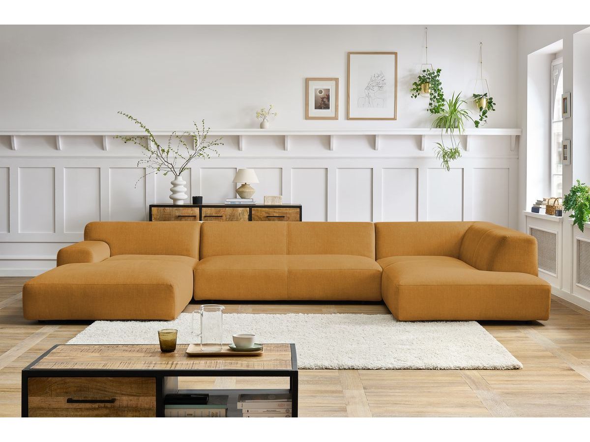 Bobochic Lavena Wohnlandschaft 399 × 220 cm Samt Gelb Ecke links