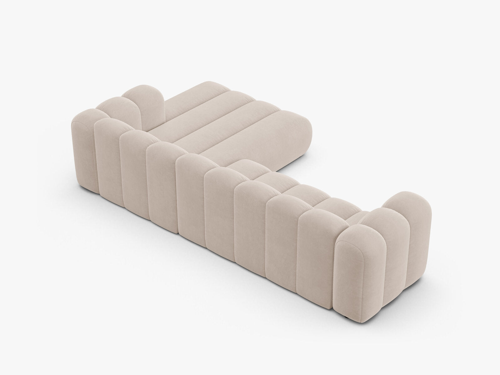 Micadoni Modulares Ecksofa Lupine 4-Sitzer Samt Venus Helles Beige Rechts