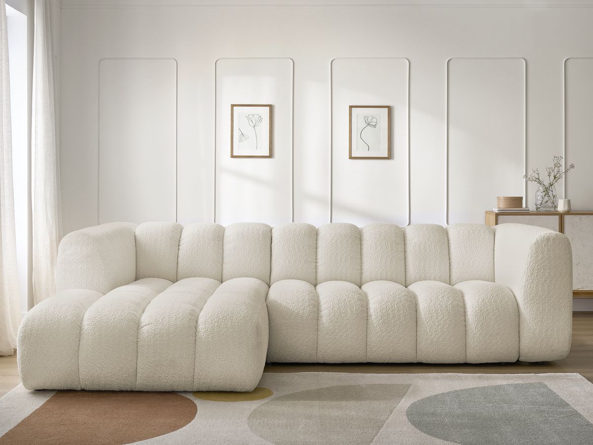 Bobochic Talia Ecksofa Bouclé-Stoff Beige Ecke links