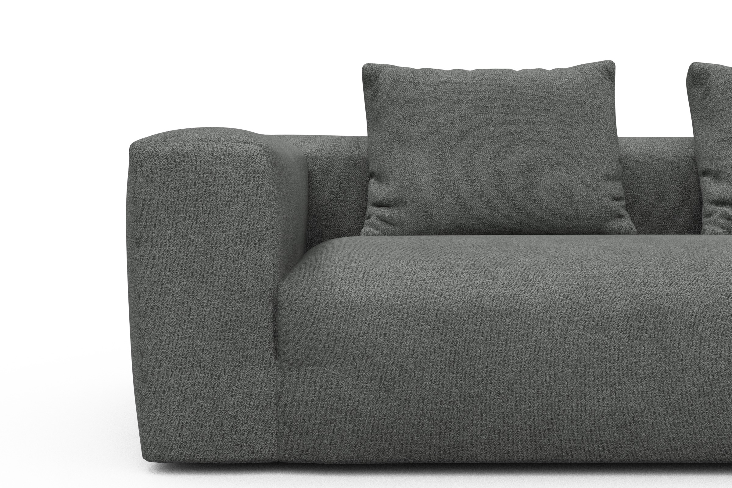 Ecksofa Fred Chaiselongue rechts mit 2,5-Sitzer Boucle-Ash-Grey