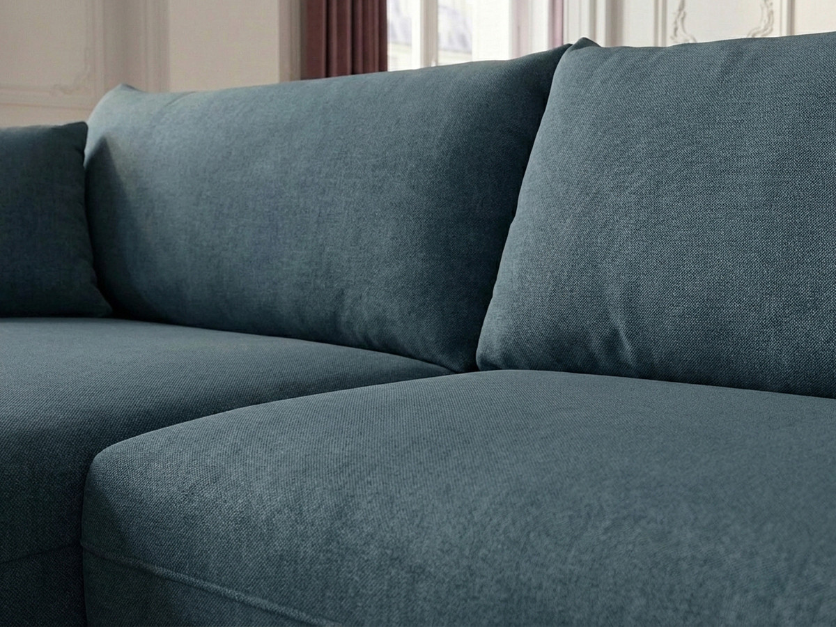 Bobochic Luigi Ecksofa mit Pouf Strukturstoff Blau Ecke links