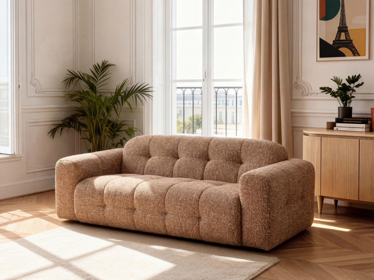 Bobochic Laura Sofa 3-Sitzer Melange-Stoff Orange