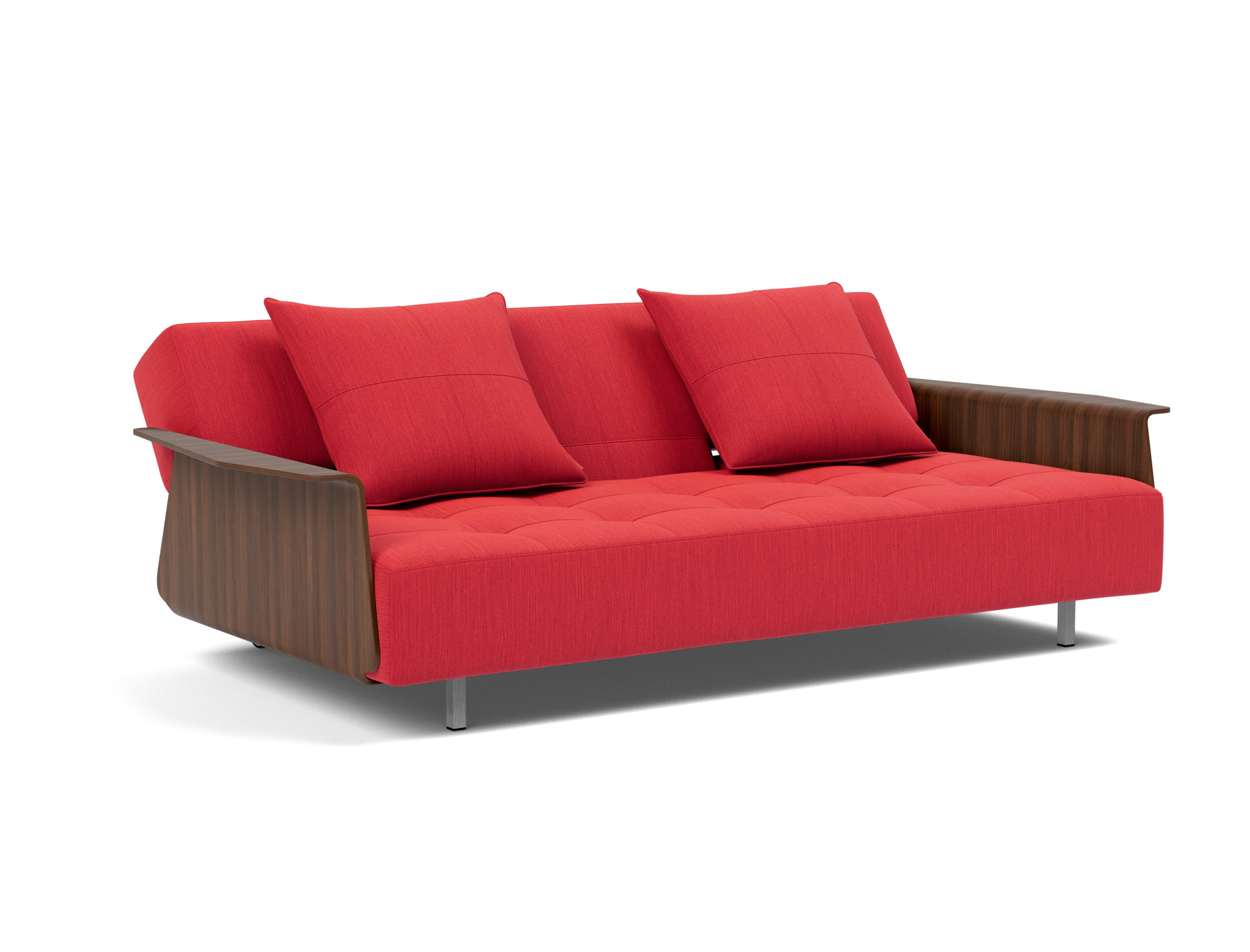 Schlafsofa Long Horn D.E.L. mit Armlehnen Flachgewebe Elegance 511-Red