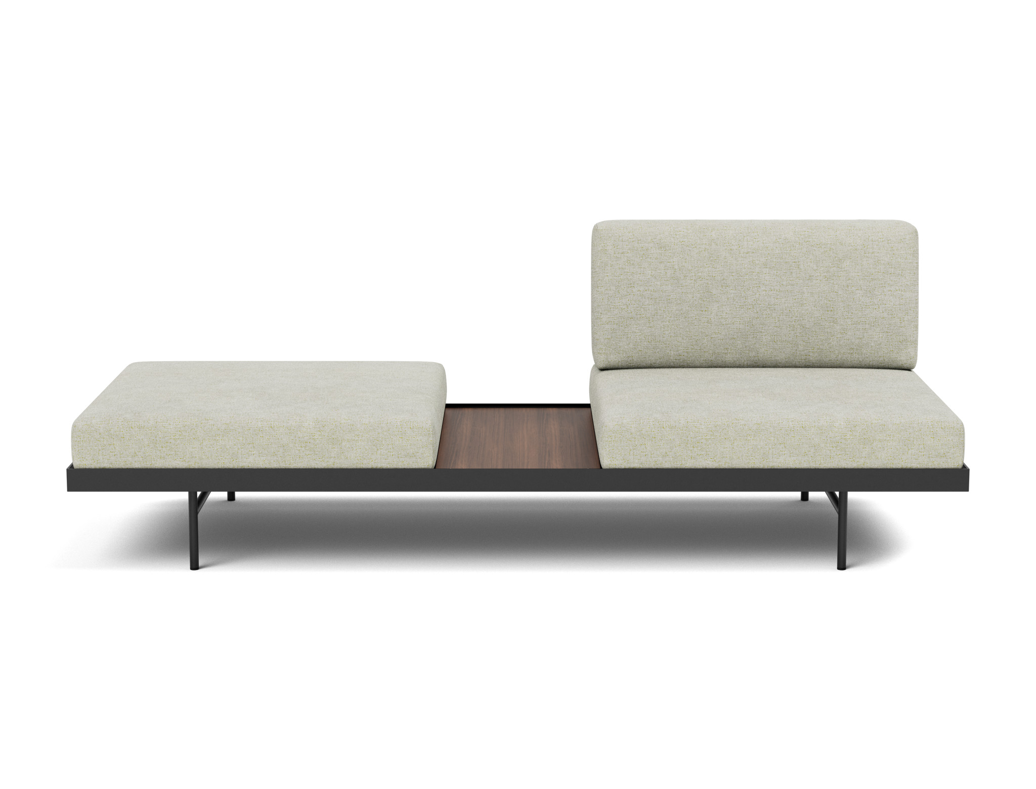 Tagesbett Puri Flachgewebe Avella 280-Sand Beine mit Nussbaumtisch
