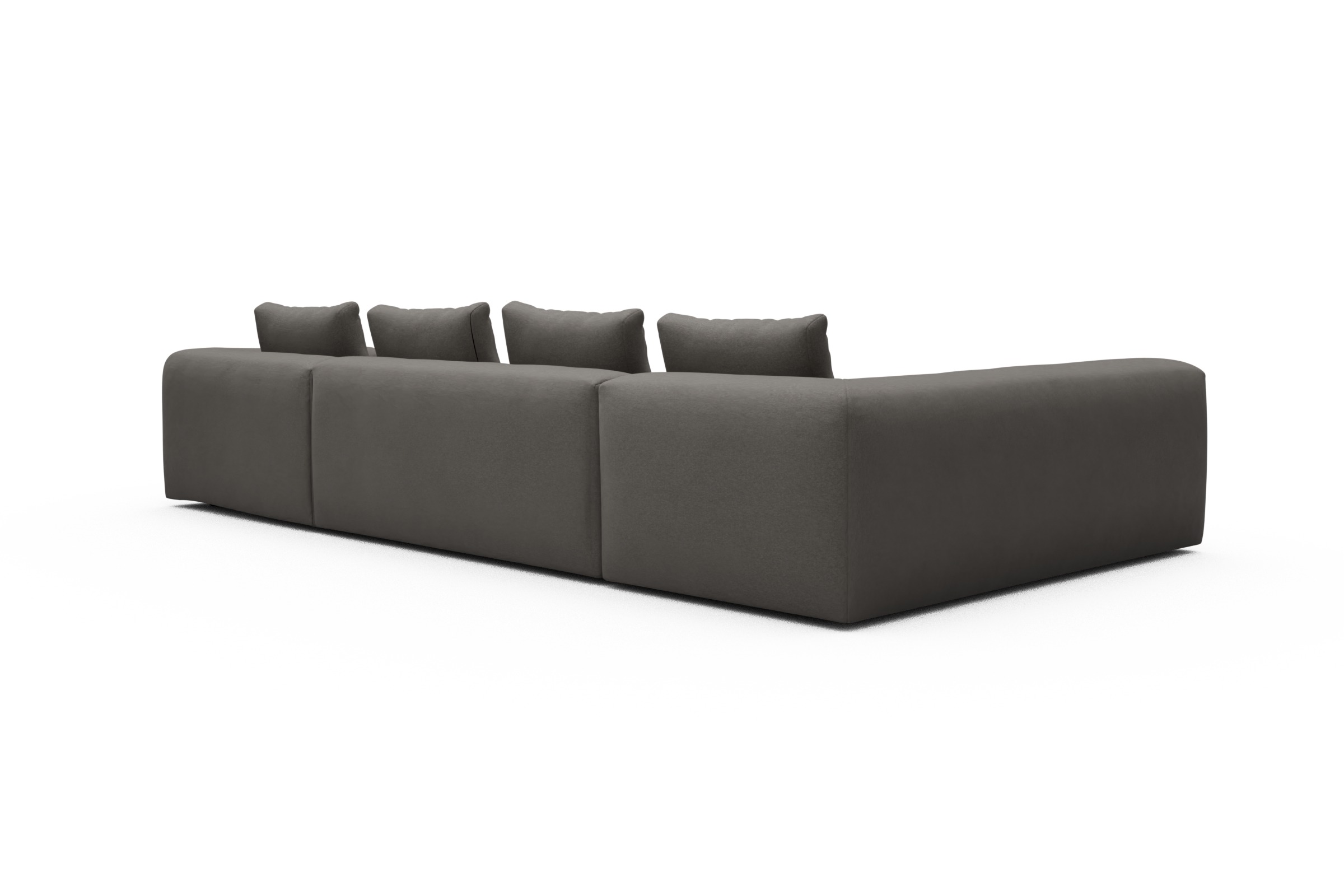 Wohnlandschaft Fred Chaiselongue rechts mit 2-Sitzer und lange Armlehne links Satya-Taupe