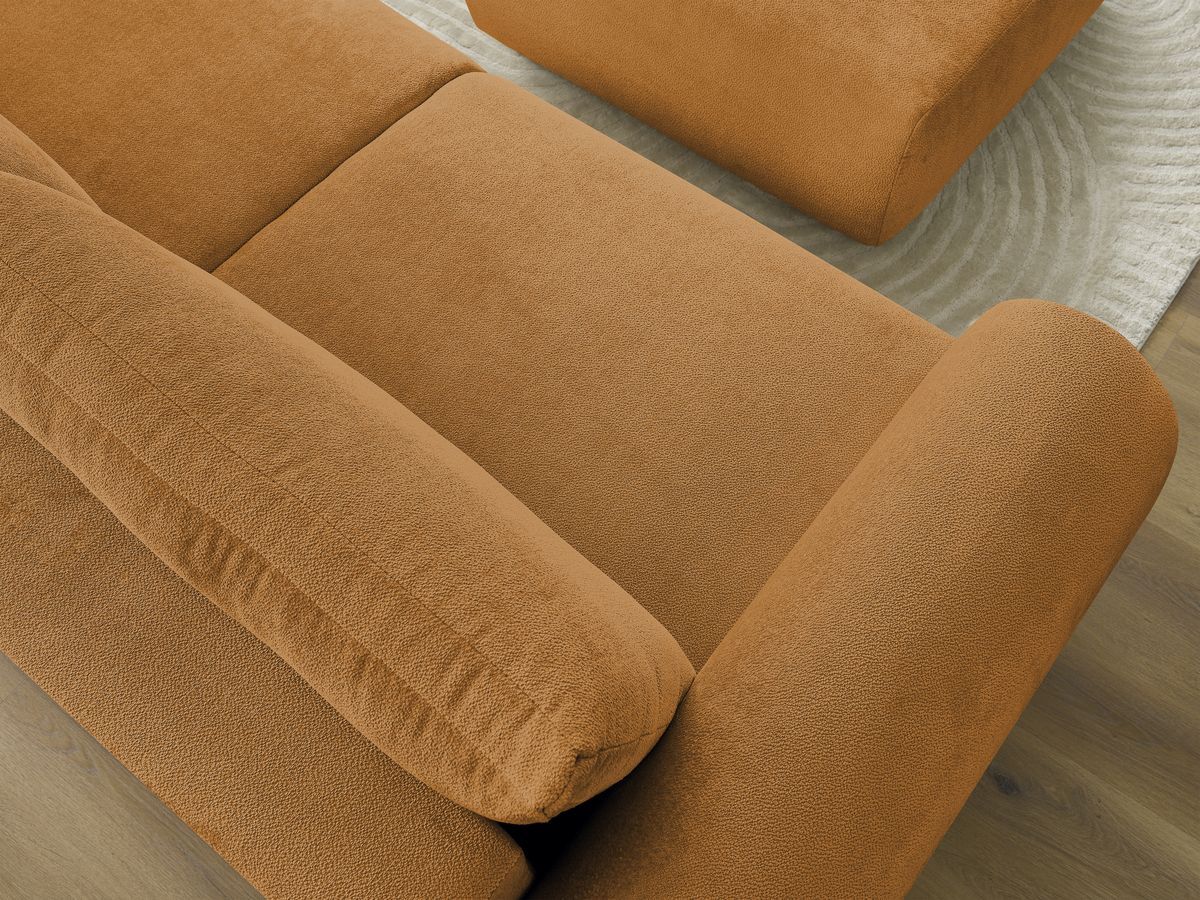 Bobochic Lucien Schlafsofa 4-Sitzer mit Bettkasten und Pouf Stoff Gelb