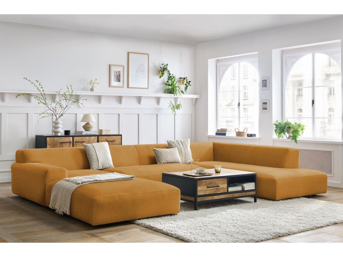 Bobochic Lavena Wohnlandschaft 399 × 220 cm Samt Gelb Ecke links