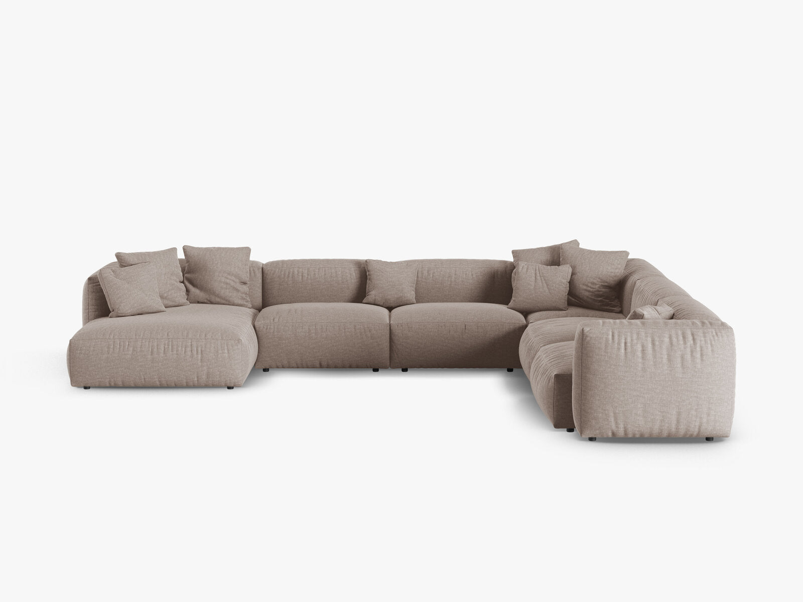 Micadoni modulares Ecksofa XL Martina 6-Sitzer 90cm Sitztiefe Rechts Strukturierter Stoff Boston Dunkelbeige