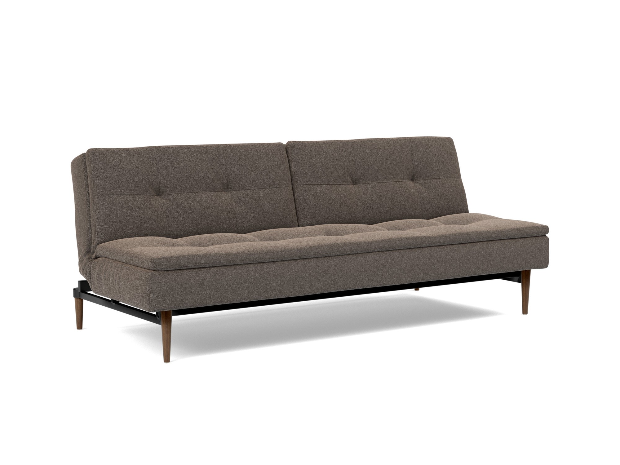 Schlafsofa Dublexo Boucle Skandi 530-Taupe Beine Styletto Eiche dunkel