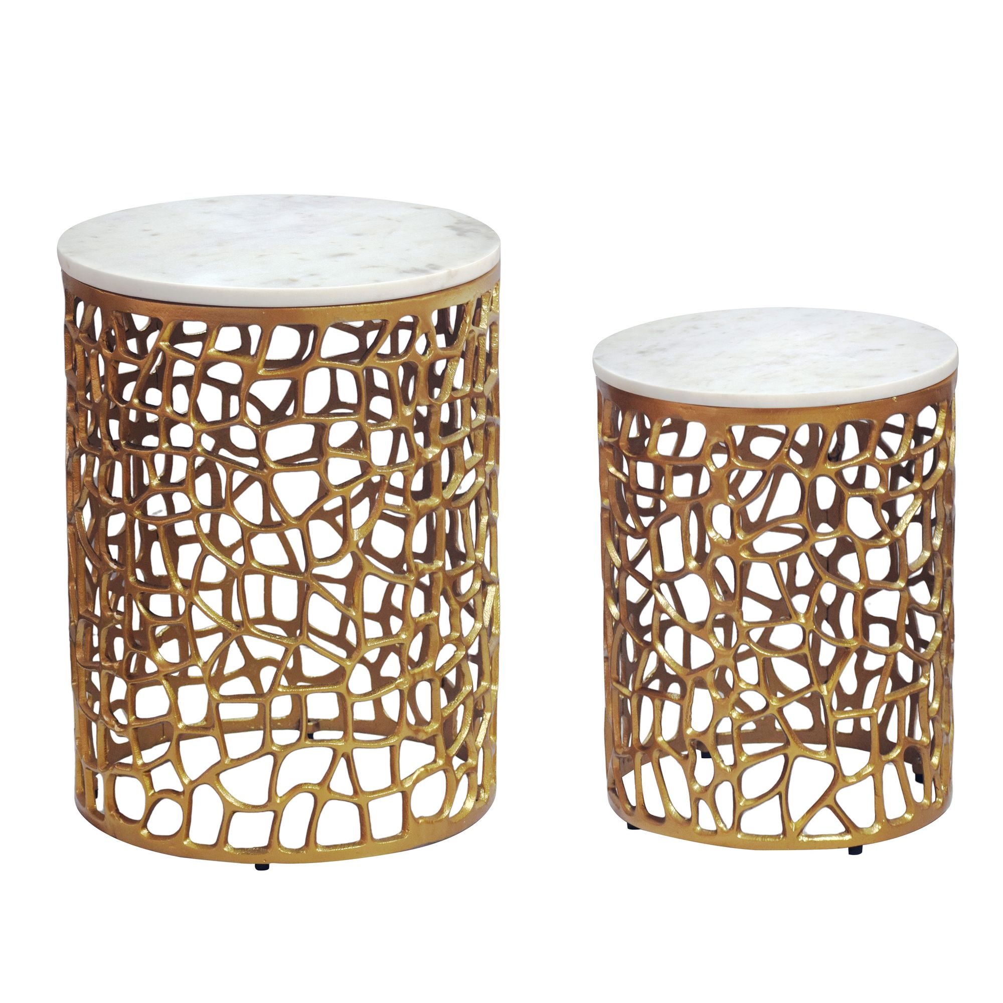 Satztisch 2er-Set Sunnfjord Marmor Gold Ø 39 cm