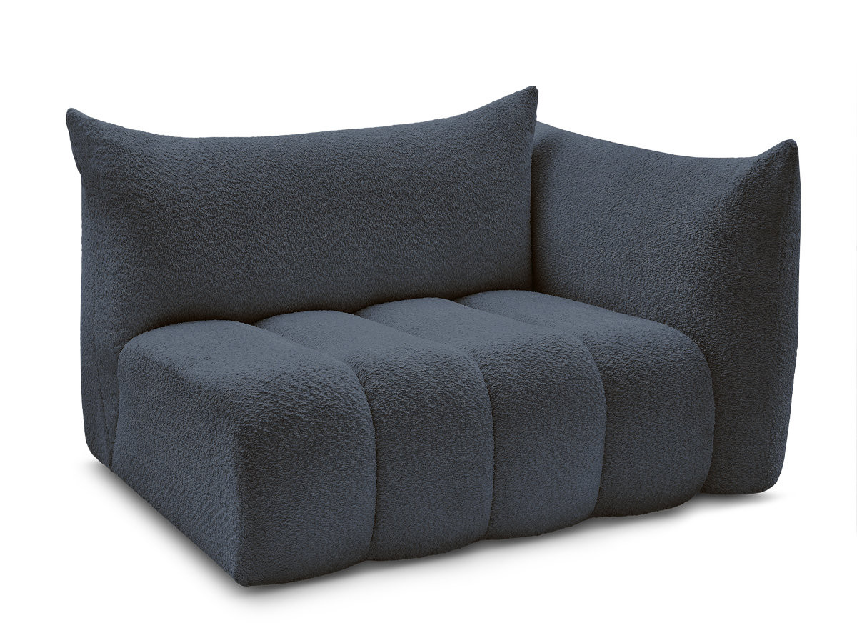 Bobochic Azra Sofamodul 2-Sitzer 143 × 112 cm Bouclé-Stoff Dunkelblau Ecke rechts