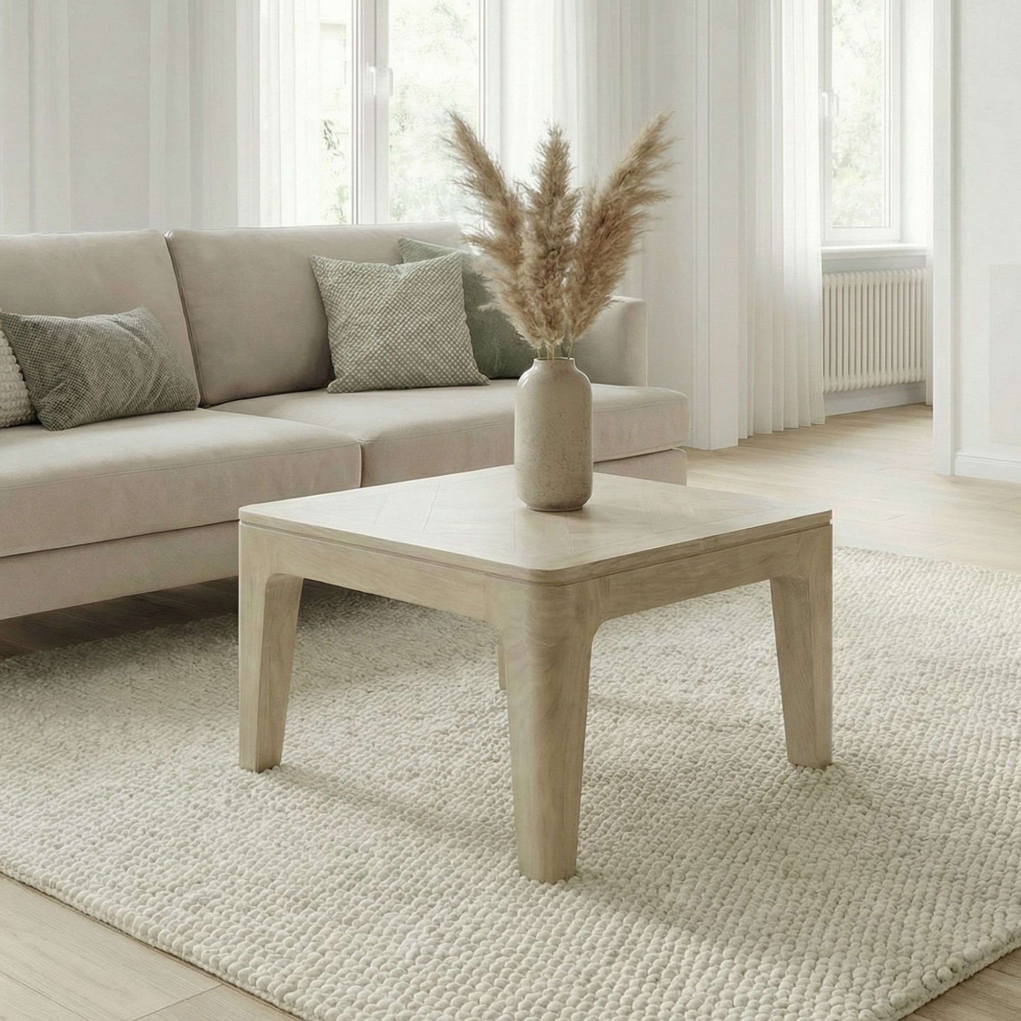 Couchtisch Slidre Mango Massivholz Weiß 60 × 60 × 32 cm
