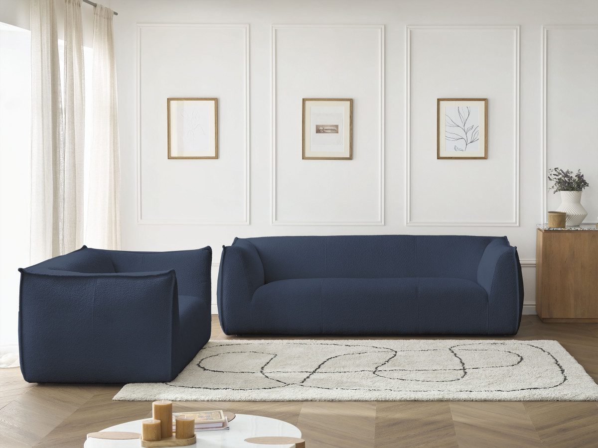 Bobochic Giorgia Sofa 5-Sitzer 412 × 100 cm Bouclé-Stoff Dunkelblau