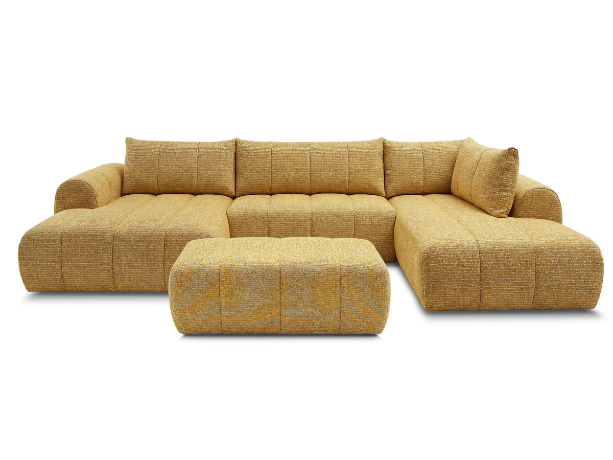 Bobochic Nesty Wohnlandschaft mit Pouf Melange-Stoff Gelb Ecke links