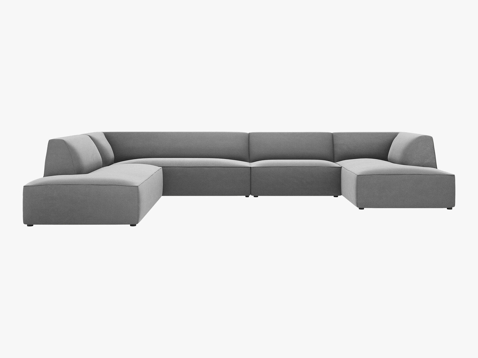 Micadoni Panorama-Ecksofa Ruby 7-Sitzer Links Samt Salvador Grau