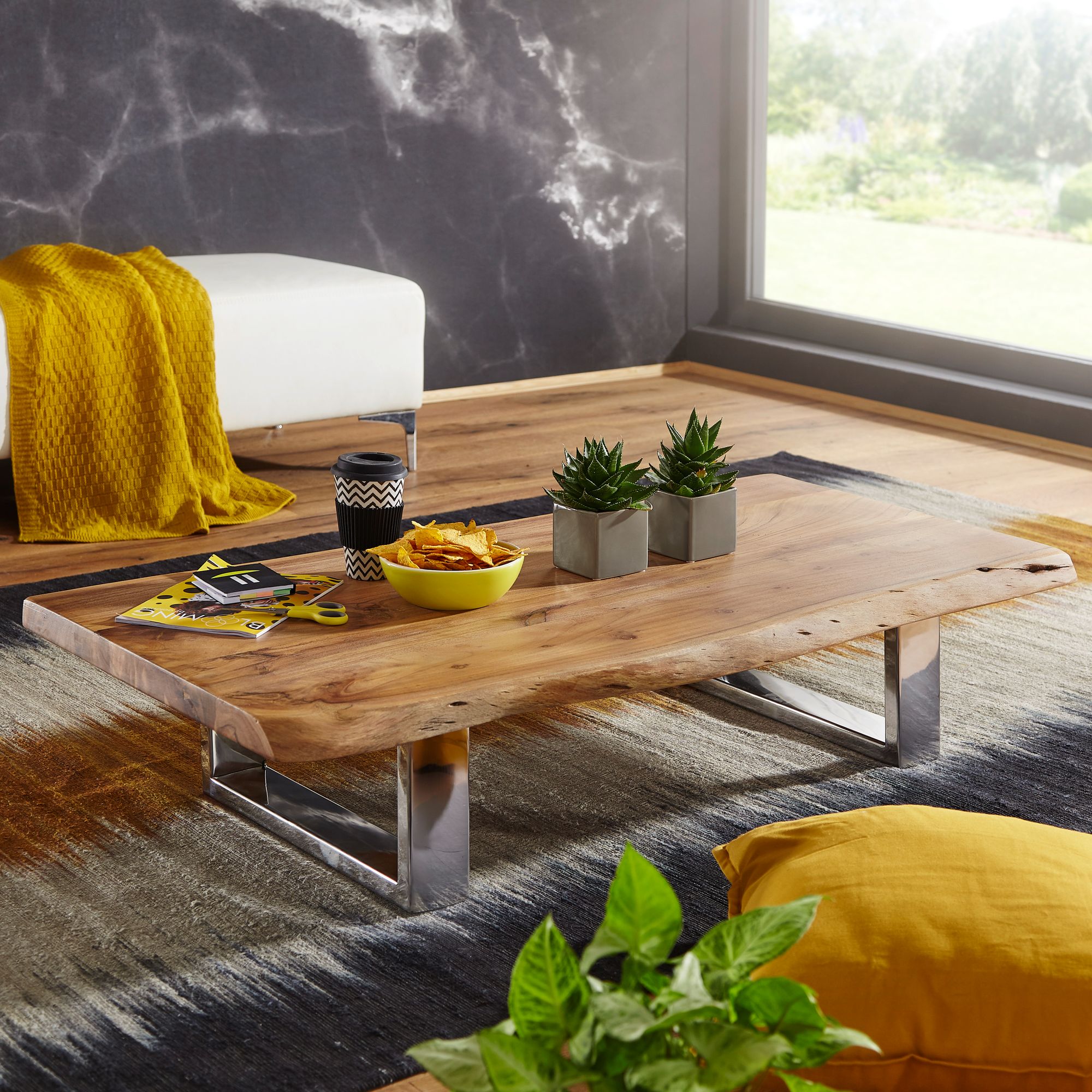 Couchtisch Assens Akazie Massivholz 115 × 58 × 25 cm