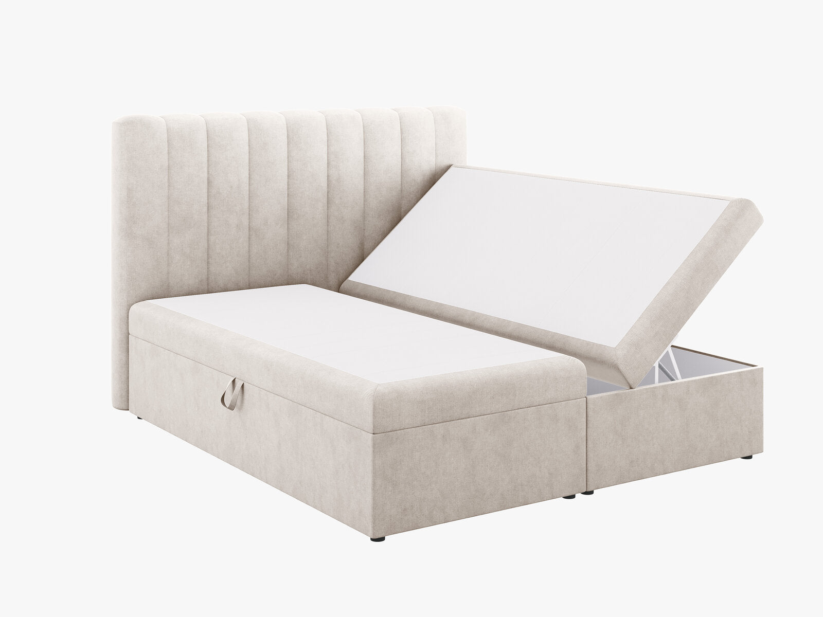 Micadoni Boxspringbett Kelp Strukturierter Stoff Grau Beige Melange 140x200