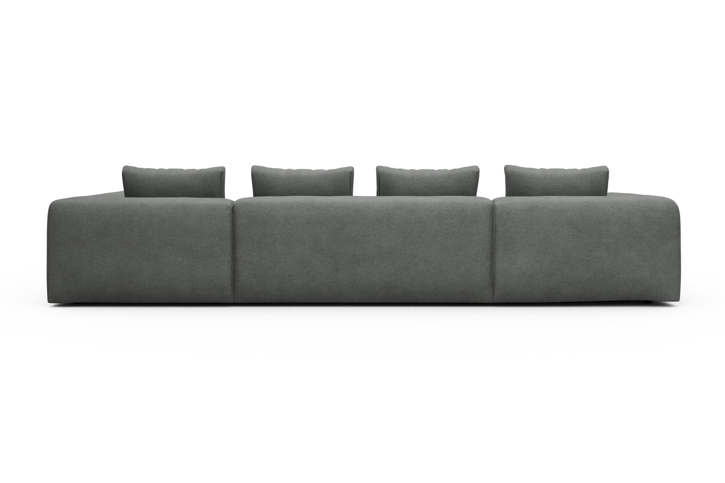 Wohnlandschaft Fred Relax-Ecke rechts mit 2-Sitzer und Chaiselongue links Boucle-Ash-Grey