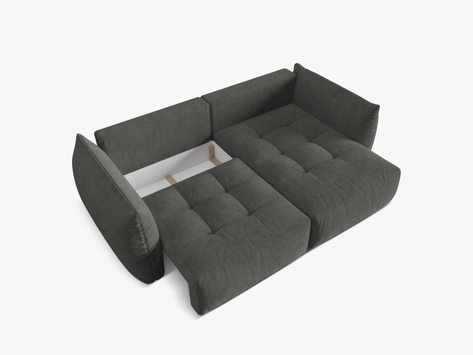 Micadoni Bloom Ecksofa 3-Sitzer mit Schlaffunktion Rechts Strukturierter Stoff Wind Dunkelgrau