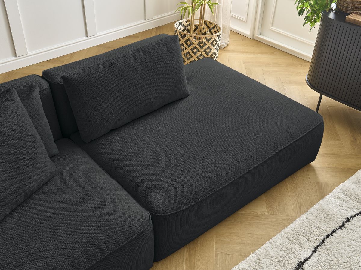 Bobochic Leopold Sofa 3-Sitzer Melange-Stoff Schwarz Armlehne links