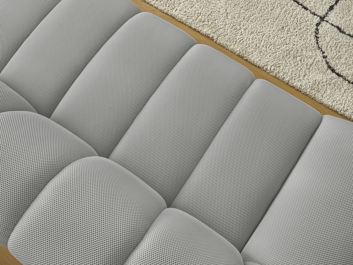 Bobochic Hayden Sofa 2-Sitzer Mesh-Stoff Hellgrau
