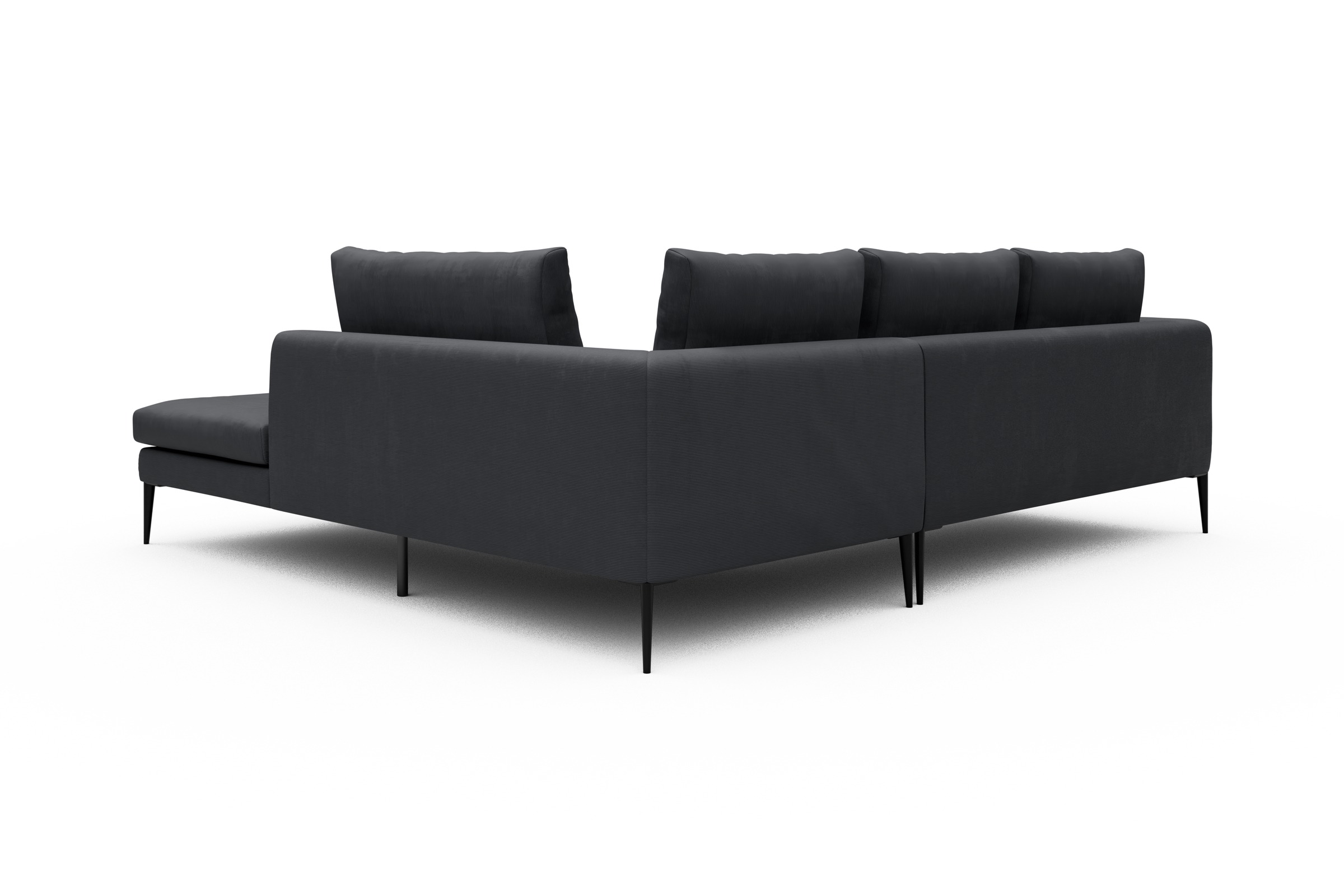 Ecksofa Paul Relax-Ecke rechts mit 2-Sitzer Cordufine-Slate-Grey