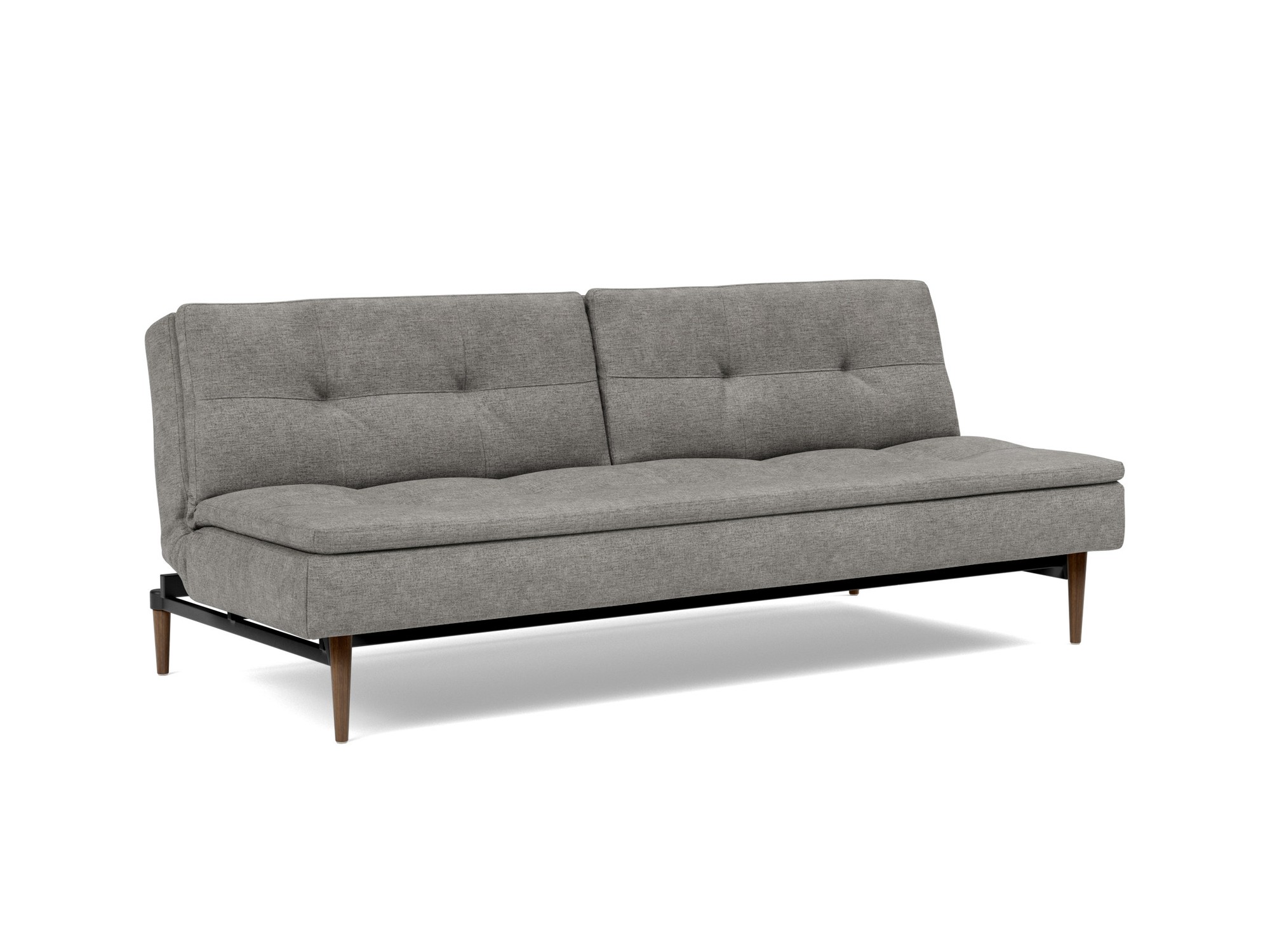 Schlafsofa Dublexo Flachgewebe Avella 282-Warm-Grey Beine Styletto Eiche dunkel
