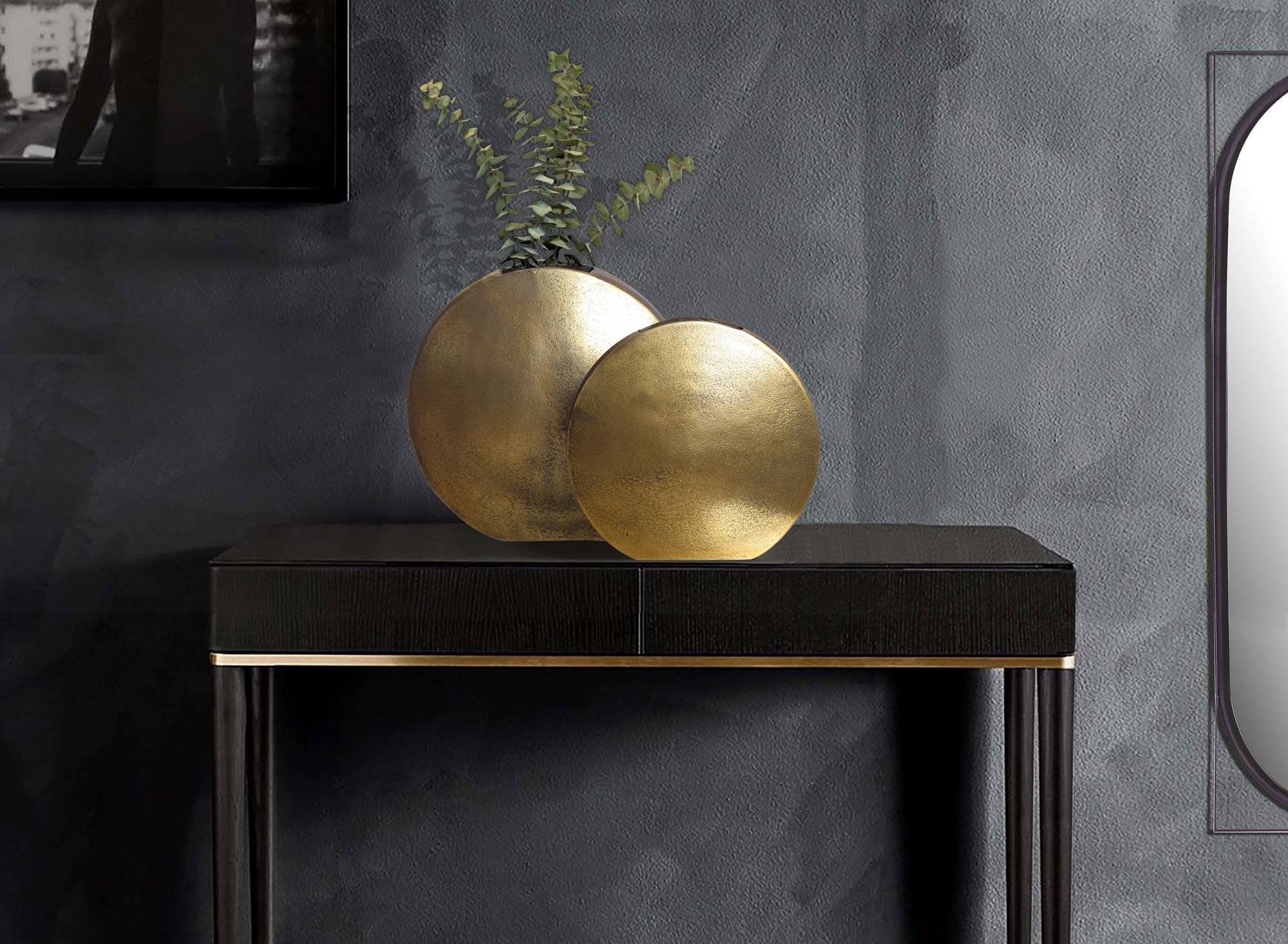 Tischvase Saltnes Aluminium Gold Ø 35 × H 34 cm
