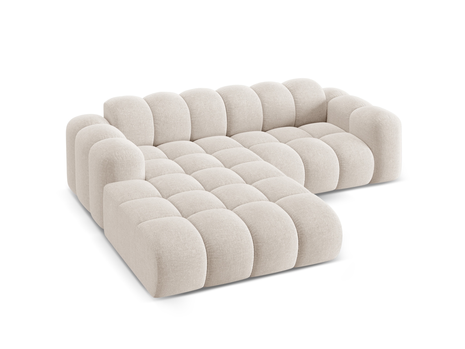 Cosmopolitan Design Ecksofa Treno 3-Sitzer Chenille Eden Helles Beige Links