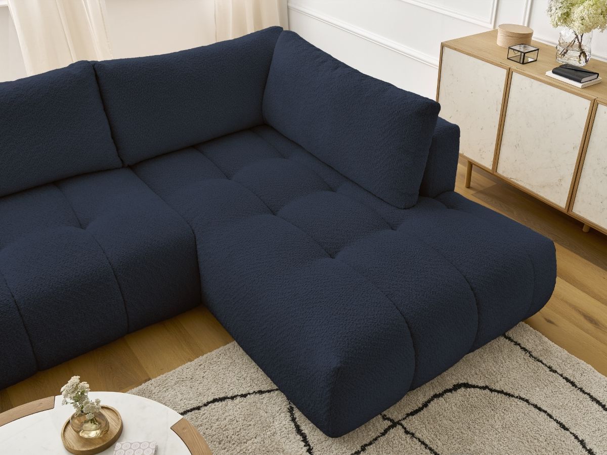 Bobochic Fuji Wohnlandschaft Bouclé-Stoff Dunkelblau Ecke links