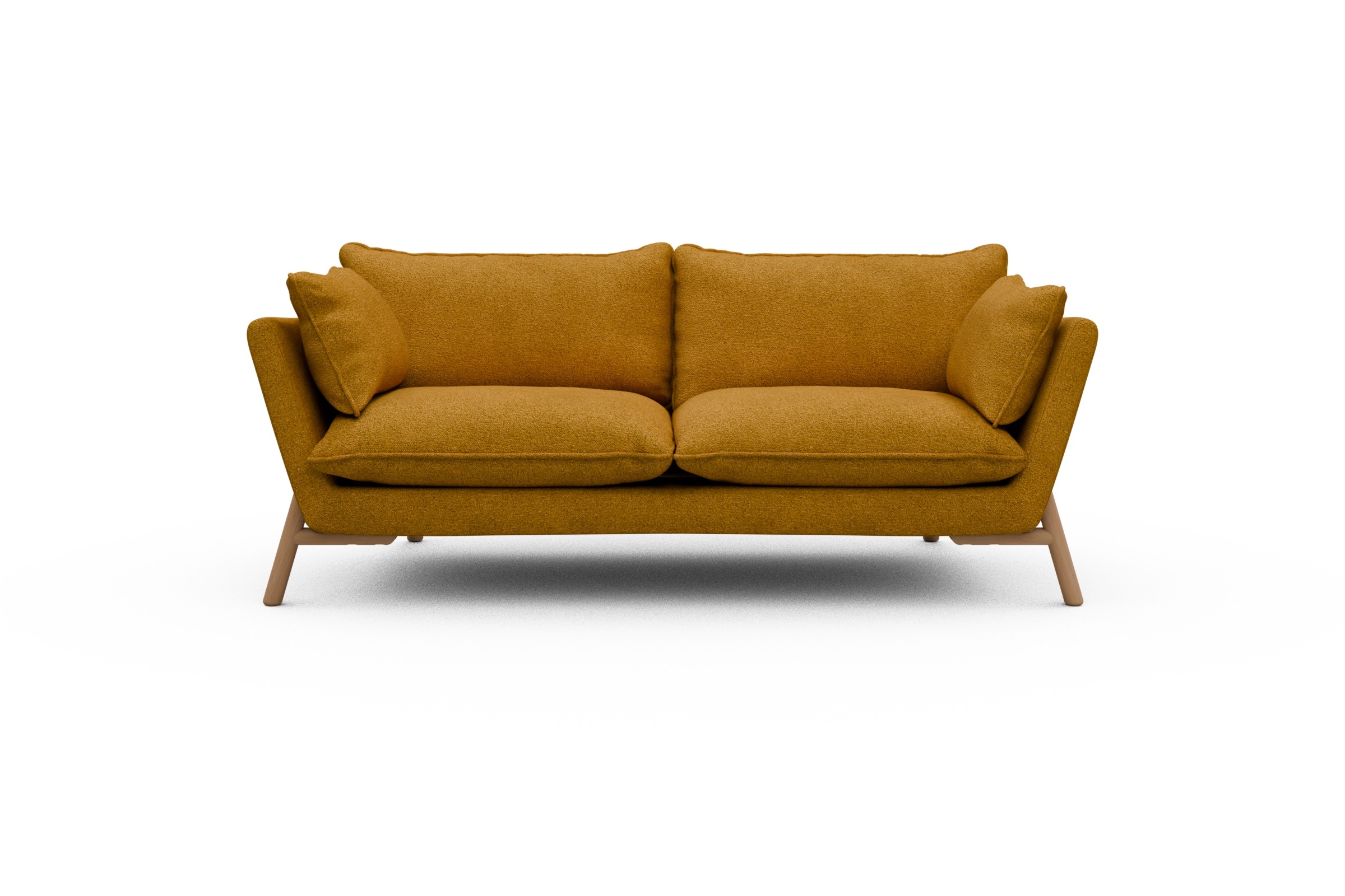 Skandi Home Sofa Emil PREMIUM 2-Sitzer Beinfarbe Eiche Natur Boucle-Ochre moebelfaktor
