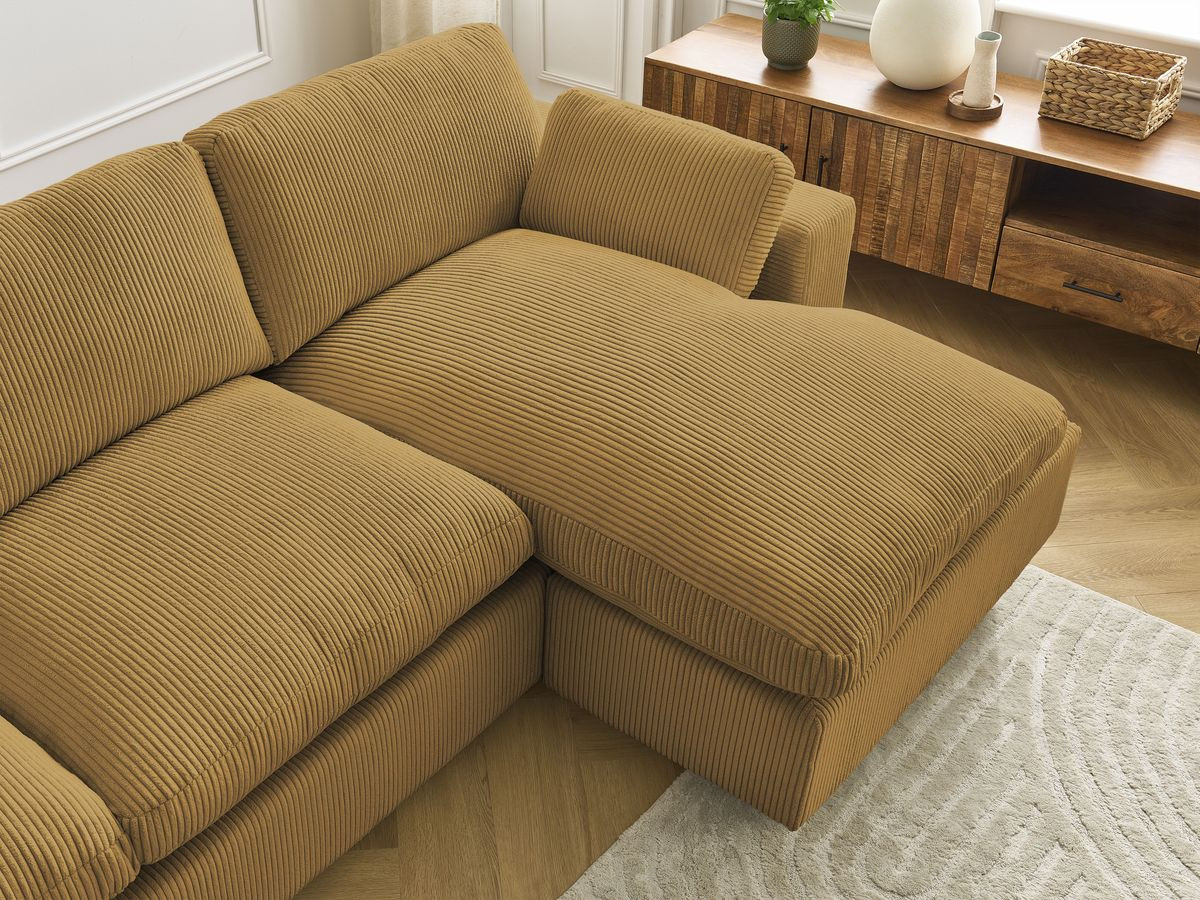 Bobochic Belair Ecksofa 280 × 139 cm Cordsamt Gelb