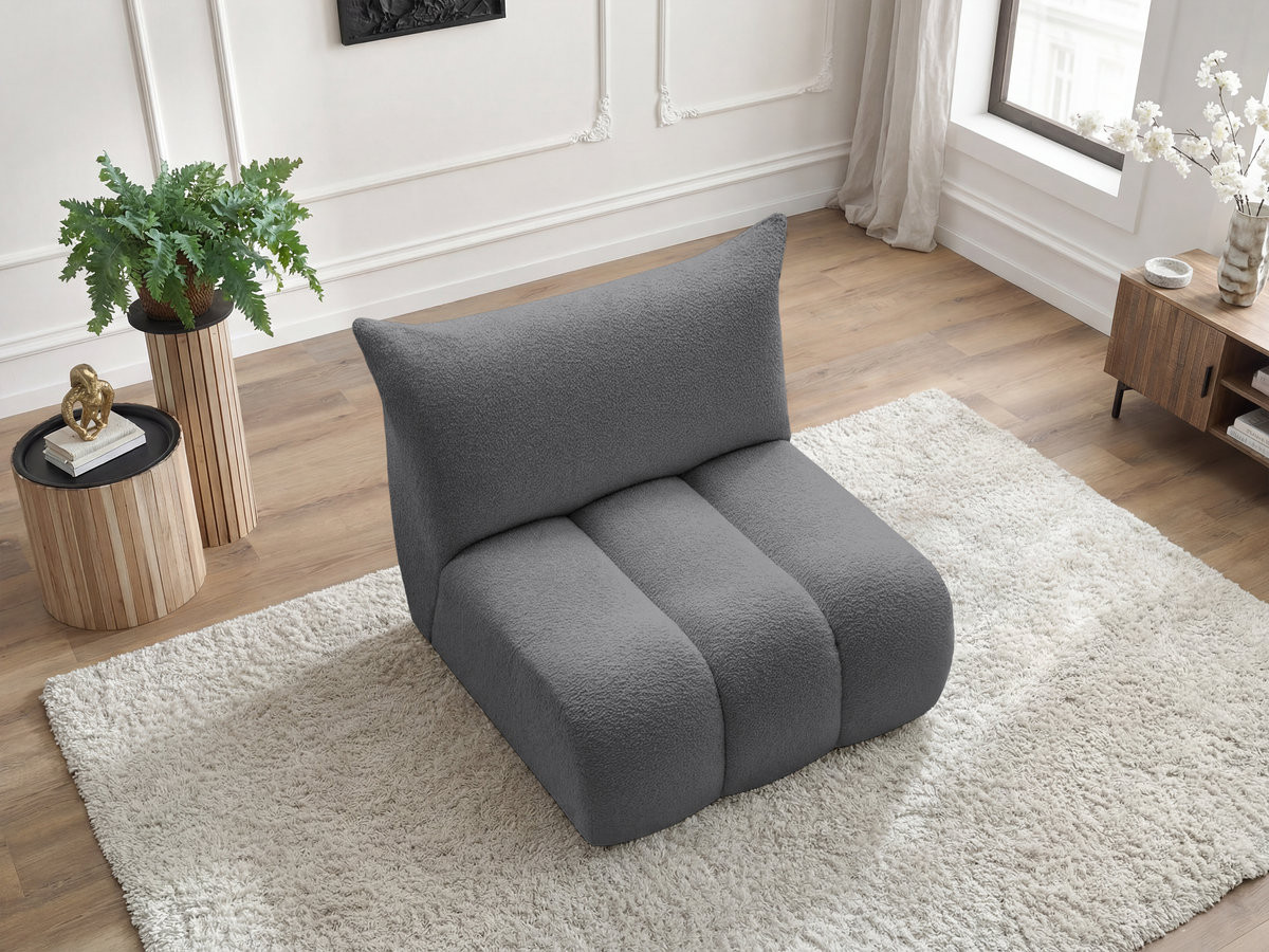 Bobochic Azra Sofamodul 1-Sitzer 90 × 112 cm Bouclé-Stoff Dunkelgrau