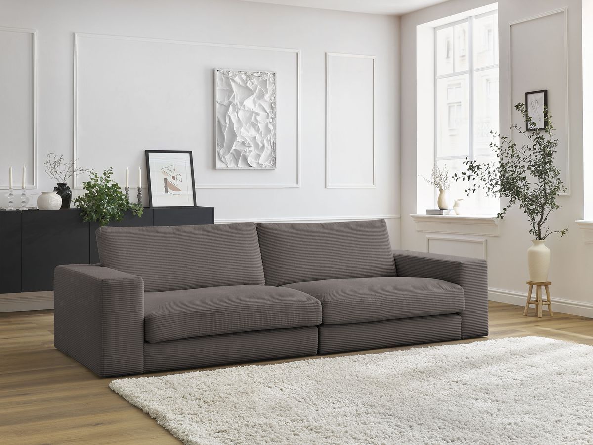 Bobochic Leonard Sofa 3-Sitzer 234 × 109 cm Cordsamt Braun