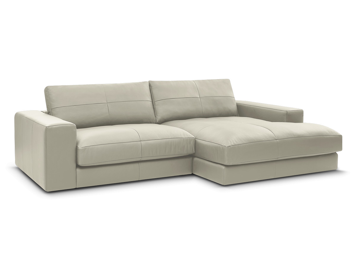 Bobochic Leonard Ecksofa 274 × 159 cm Leder Beige Ecke rechts