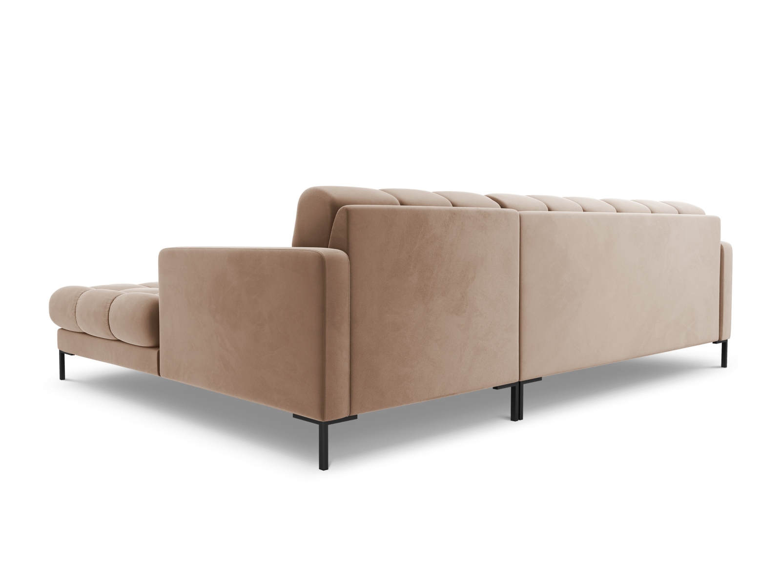 Cosmopolitan Design Ecksofa Bali 5-Sitzer Samt Bluvel Beige Rechts Beine Schwarzes Metall