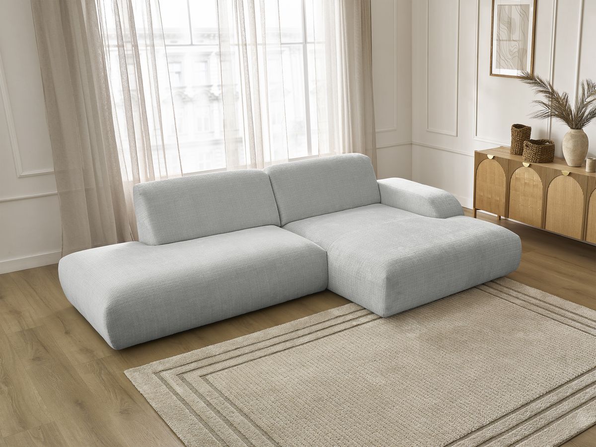 Bobochic Sirius Ecksofa 300 × 170 cm Strukturstoff Hellgrau Ecke rechts