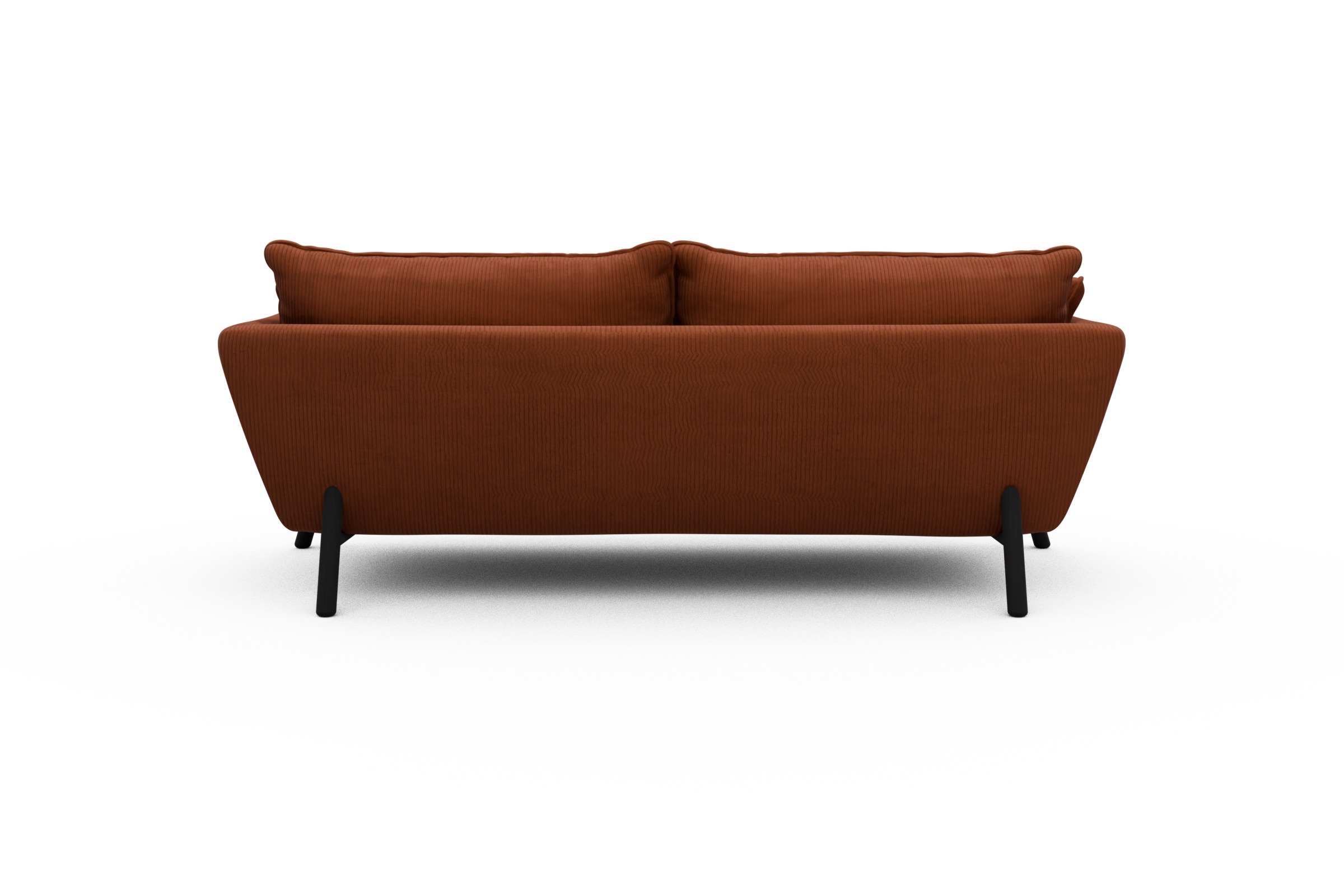 Sofa Emil PREMIUM 3-Sitzer Beinfarbe Eiche Schwarz Corduroy-Burnt-Orange