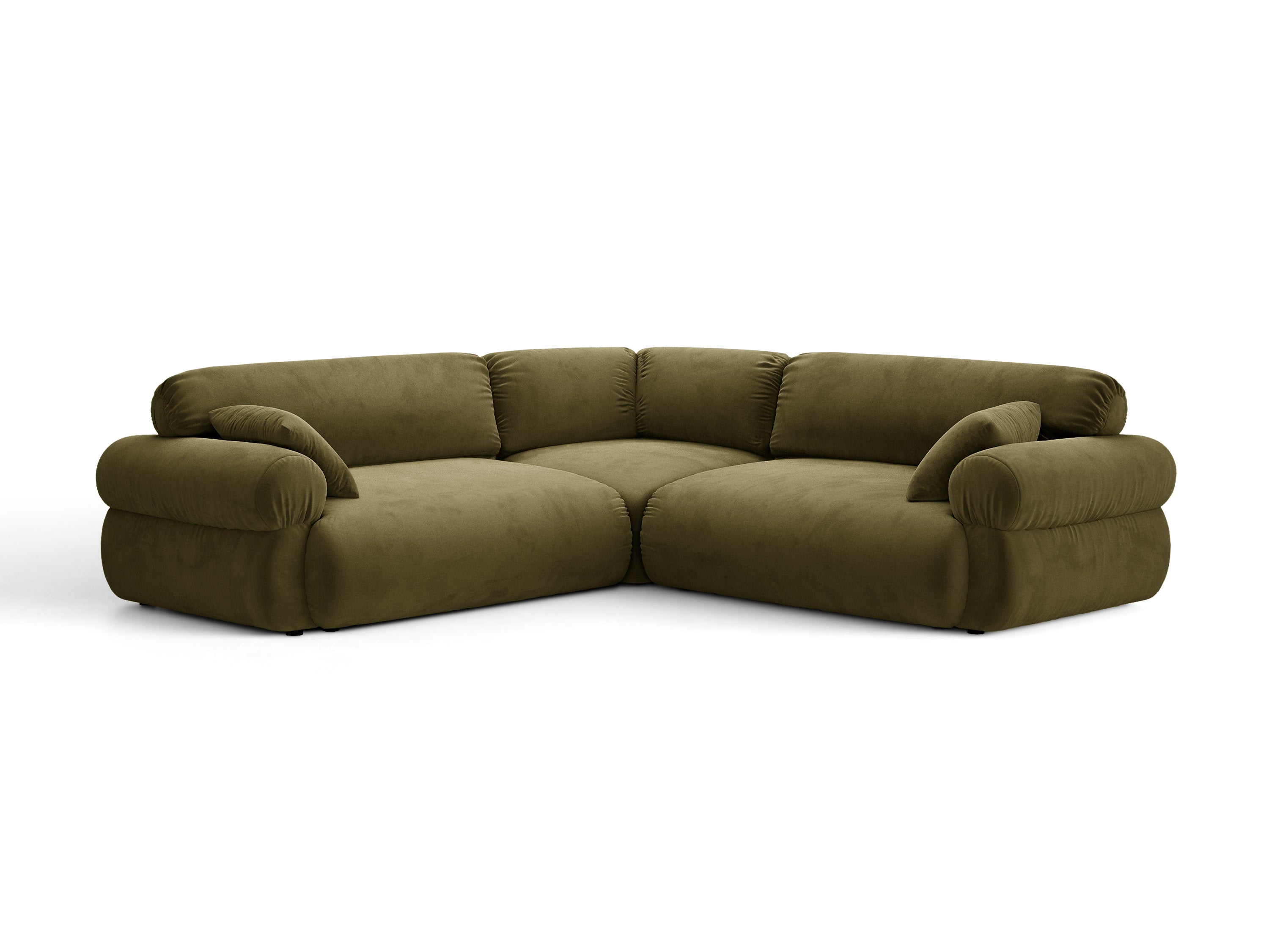Micadoni Ophelia Symmetrisches Ecksofa Samt Salvador Grün