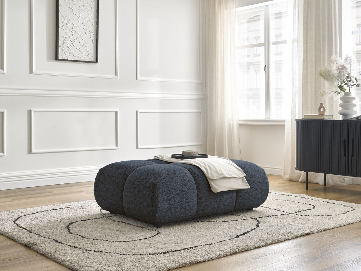 Bobochic Alya Pouf Bouclé-Stoff Dunkelblau