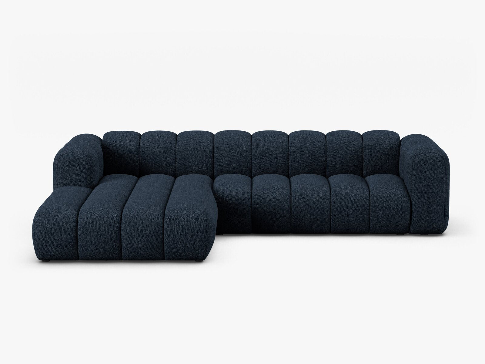 Micadoni Modulares Ecksofa Lupine 4-Sitzer Links Boucle Baloo Dunkelblau