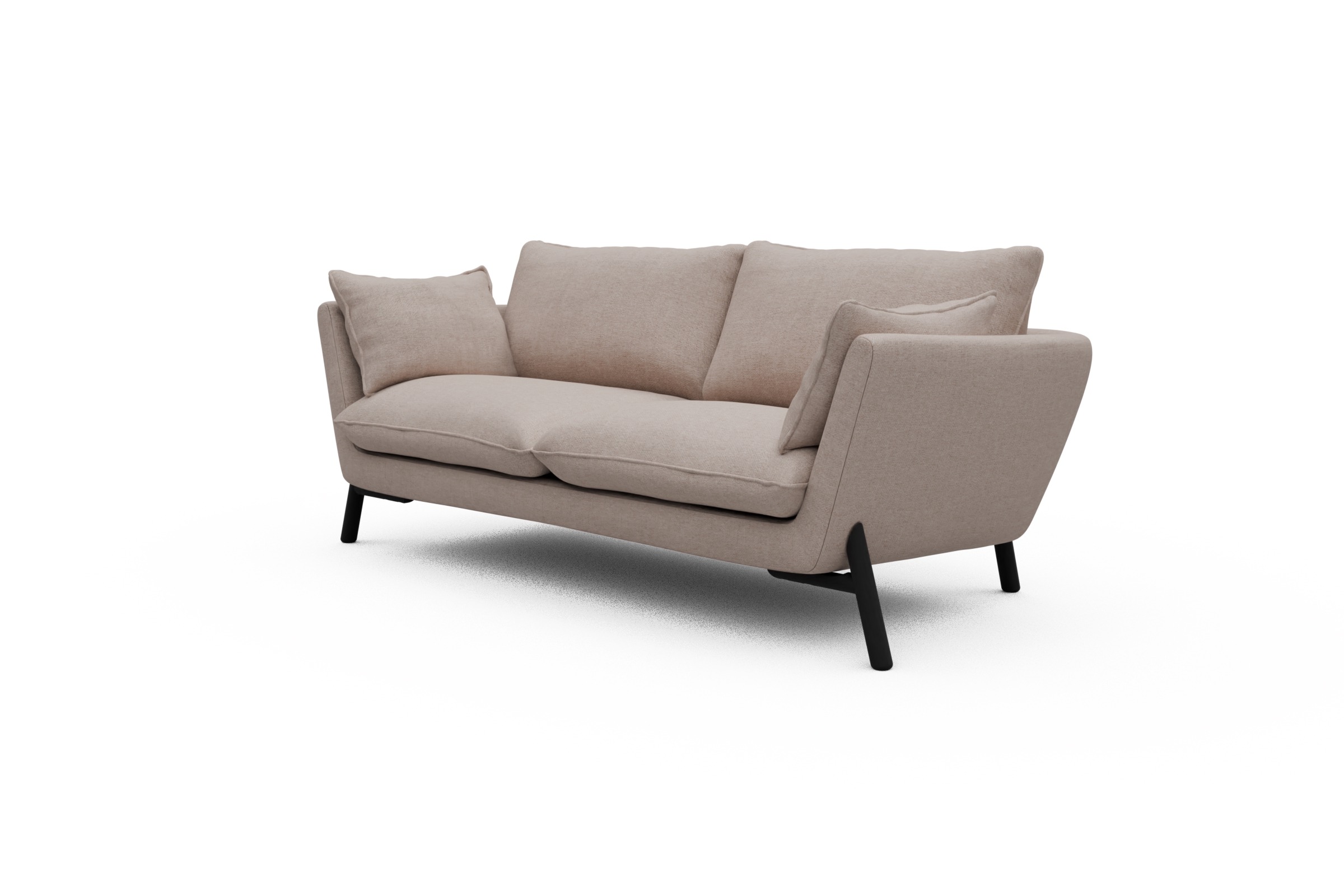 Sofa Emil 2-Sitzer Beinfarbe Eiche Schwarz Weda-Sand