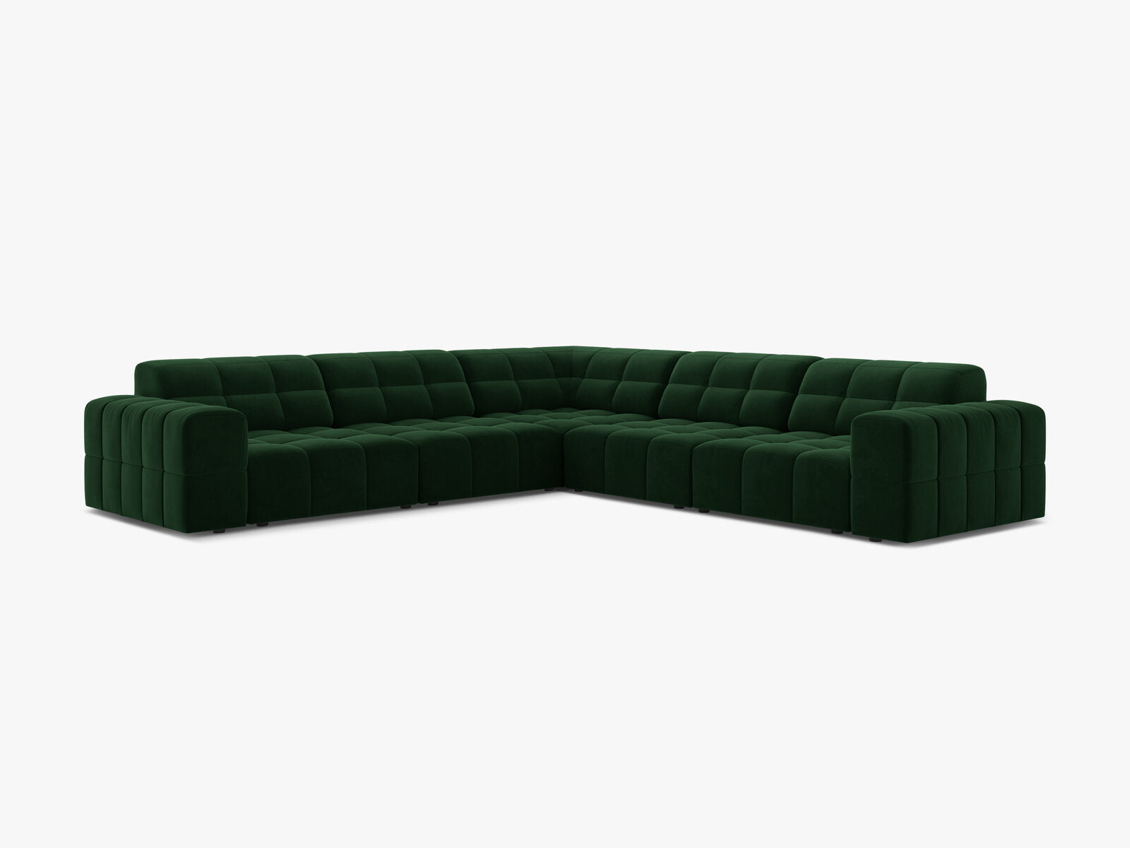 Micadoni Jennifer Modulares Ecksofa 7-Sitzer Samt Bluvel Flaschengrün