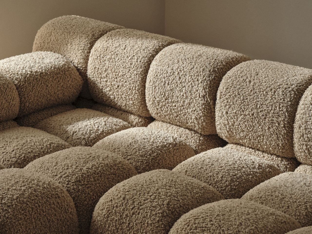 Micadoni Modulares Sofa Bellis 3-Sitzer Strukturierter Stoff Liberty Cappuccino