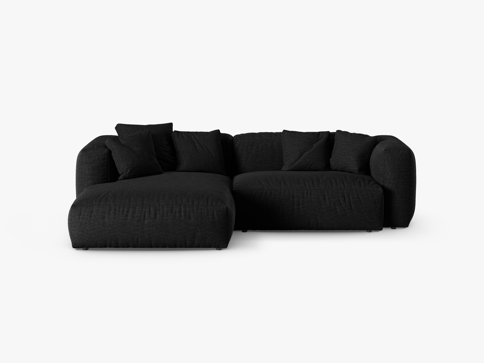Micadoni Ecksofa Martina 2-Sitzer 90cm Sitztiefe Links Strukturierter Stoff Boston Schwarz