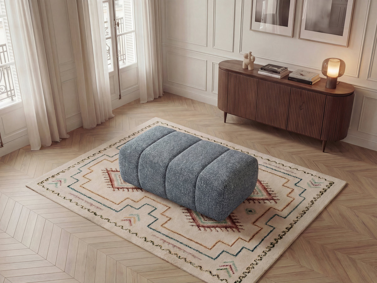 Bobochic Nesty Pouf Melange-Stoff Blau