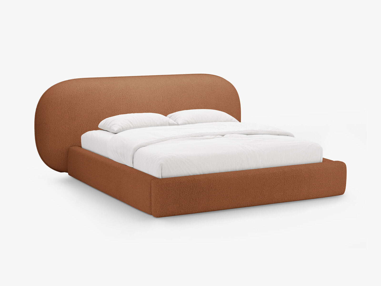 Micadoni Stauraumbett mit Kopfteil Ovalo Boucle Baloo Terrakotta 140x200